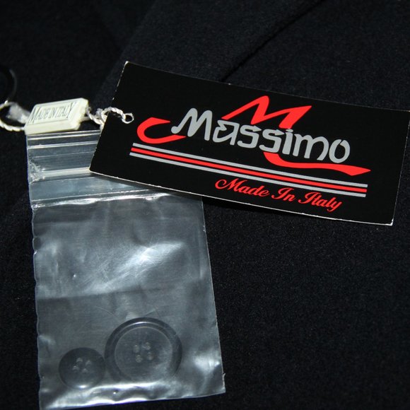 Massimo Italy Navy Blue Cashmere Wool Blend Men Long Classic Coat Size 44 - Picture 4 of 12